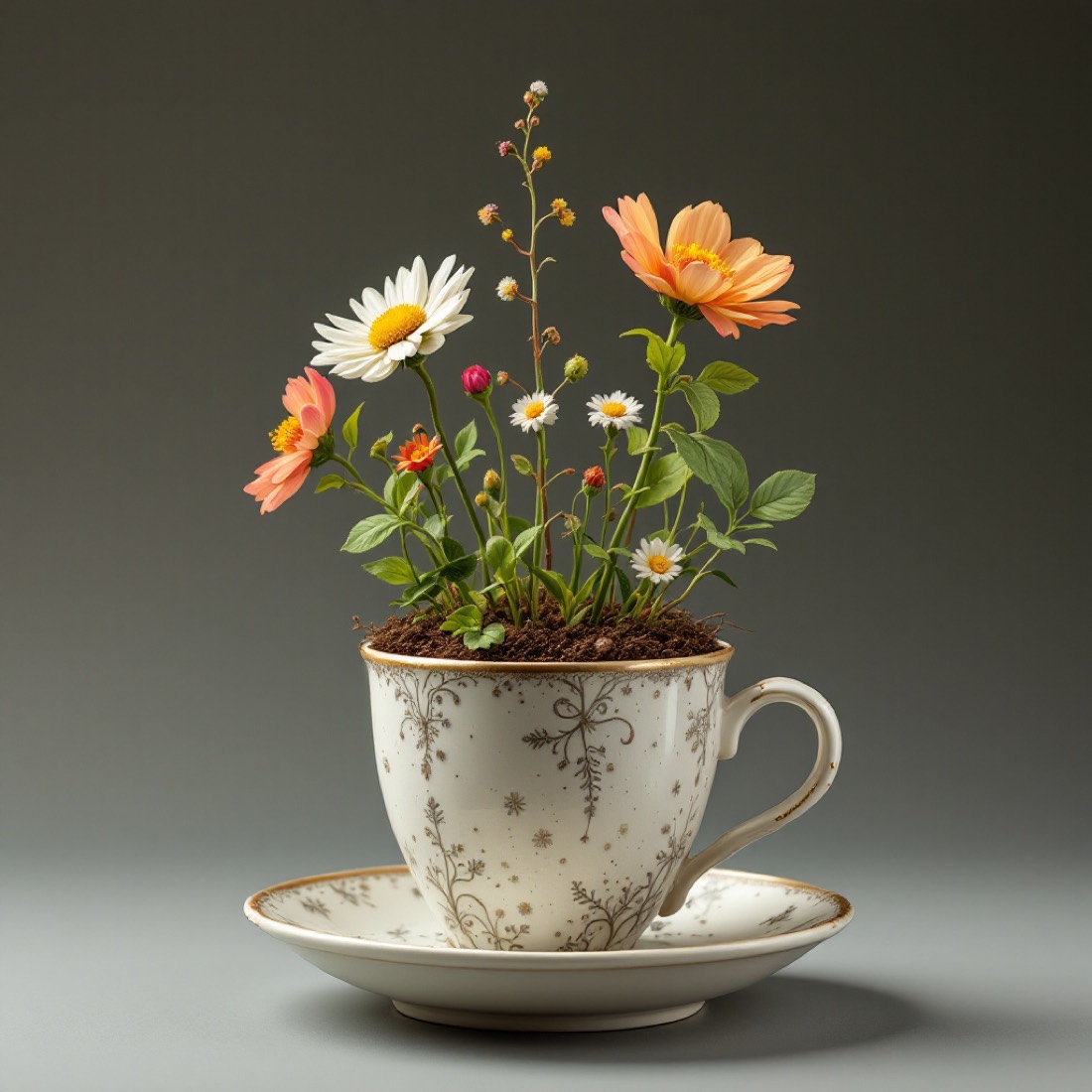 KI-Motiv von Aim Creative: Tasse mit Blumen