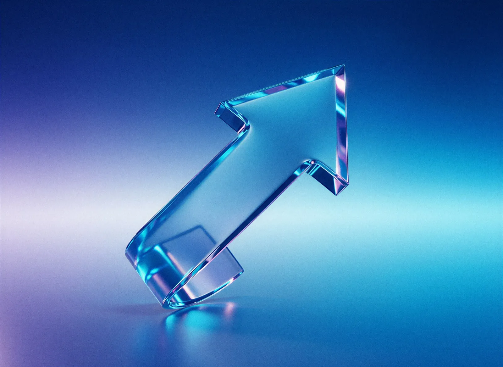 Gläserner Pfeil in Blau und Violett, das Bildmotiv von Aim Creative