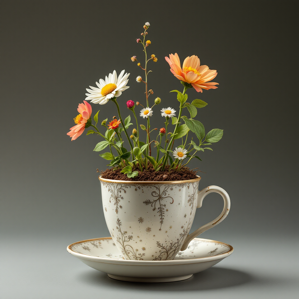 Tasse mit Blumen